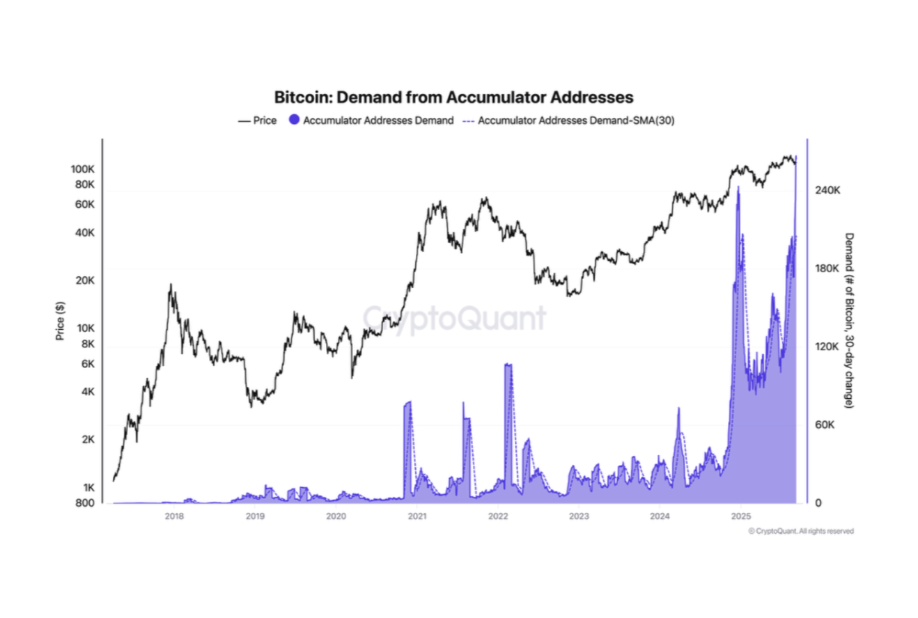 Спрос на адреса-аккумуляторы биткоина