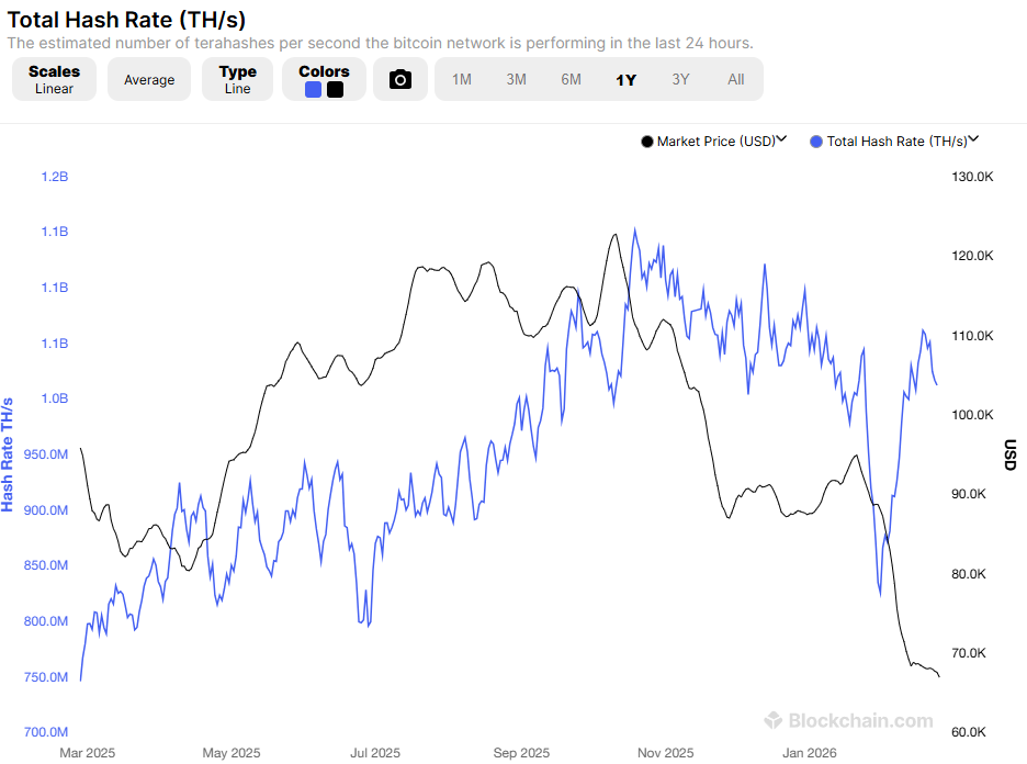 Хешрейт биткоина. Источник: Blockchain.com